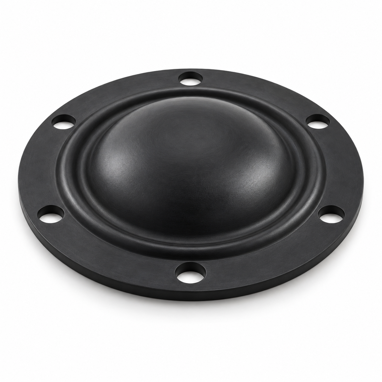 Black domed rubber diaphragm with flange mounting holes