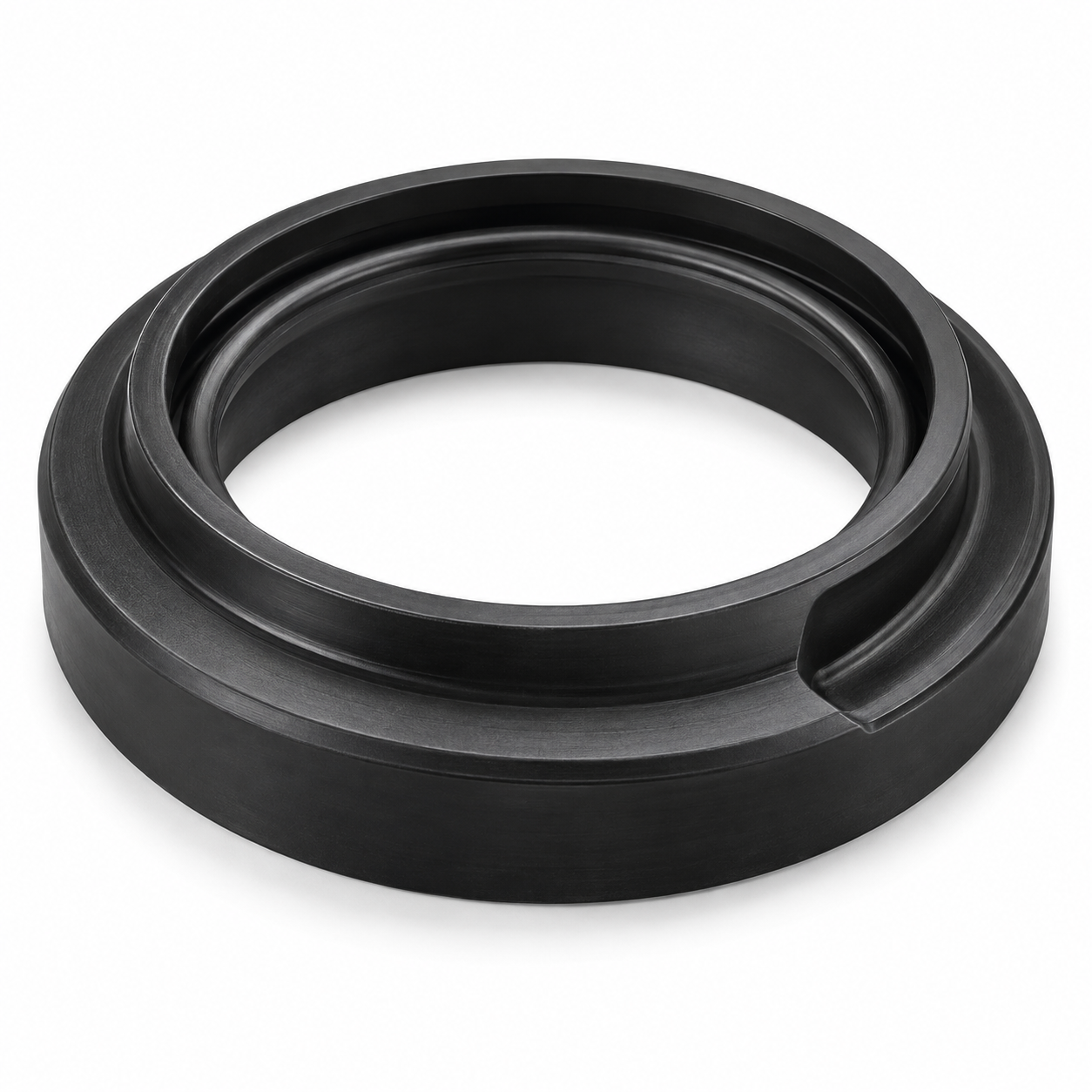 Black moulded rubber seal with raised sealing lips