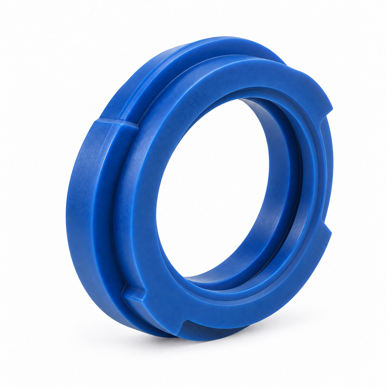 Blue profiled seal illustrating a metal detectable rubber component