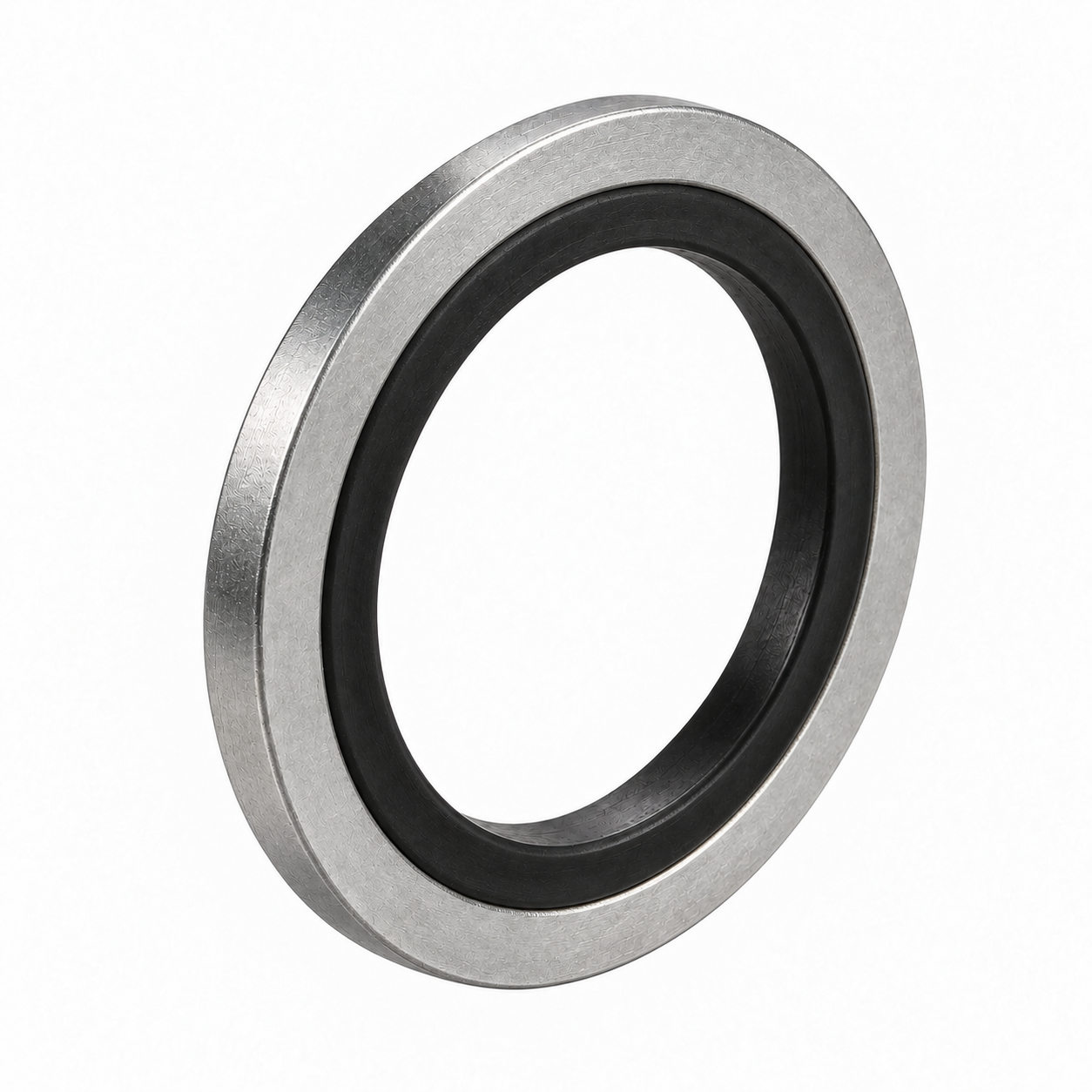 Black circular rubber flange gasket with eight bolt holes